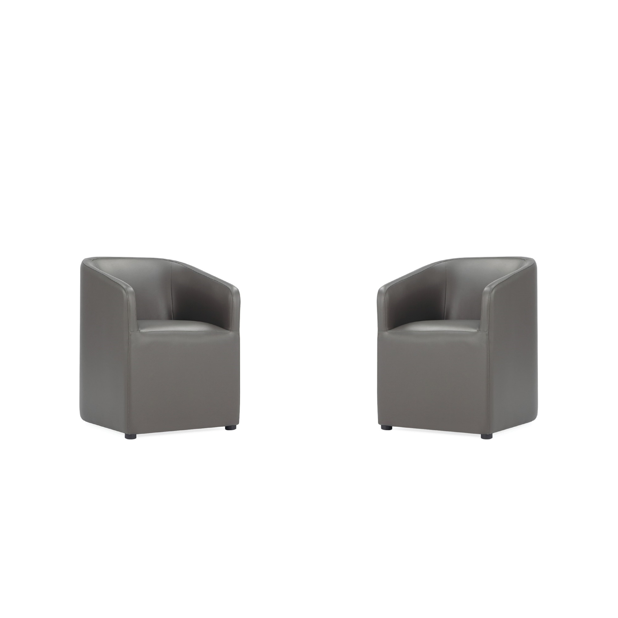 Manhattan Comfort, Anna Round Faux Leather Armchair Pewter Set of 2 Primary Color Pewter, Included (qty.) 2 Model# 2-DC059AR